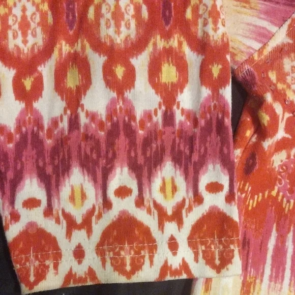 Colorful Patterned Long Sleeve Top With Sequins - Picture 6 of 9